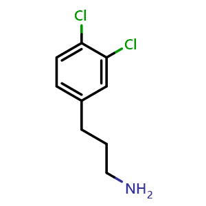 Chemical structure of 3,4-Dichloro-benzenepropanamine , CAS 76706-60-0, AChemBlock P36171