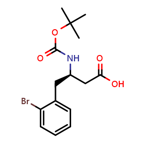 Chemical structure of (R)-2-Bromo-b-(Boc-amino)benzenebutanoic acid , CAS 765263-36-3, AChemBlock P36188