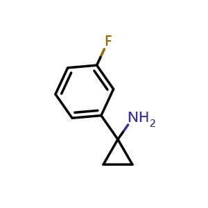 Chemical structure of 1-(3-Fluorophenyl)-cyclopropanamine , CAS 764647-70-3, AChemBlock P36192