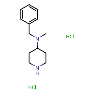 Chemical structure of N-Methyl-N-benzyl-4-piperidinamine dihydrochloride , CAS 76167-62-9, AChemBlock P36208