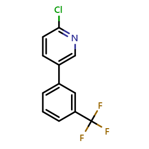 Chemical structure of 2-Chloro-5-(3-trifluoromethylphenyl)pyridine , CAS 76053-50-4, AChemBlock P36211
