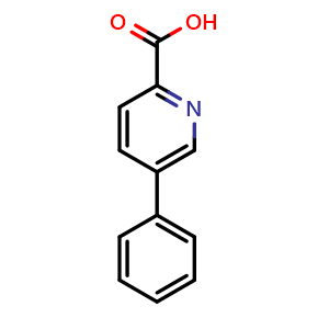 Chemical structure of 5-Phenyl-2-pyridinecarboxylic acid , CAS 75754-04-0, AChemBlock P36228