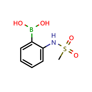 Chemical structure of 2-(Mesylamino)phenylboronic acid , CAS 756520-78-2, AChemBlock P36239