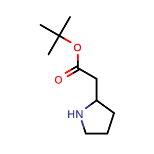 Chemical structure of 2-Pyrrolidineacetic acid tert-butyl ester , CAS 754177-25-8, AChemBlock P36253