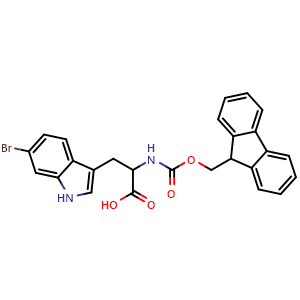Chemical structure of 6-Bromo-N-Fmoc-DL-tryptophan , CAS 753504-16-4, AChemBlock P36259