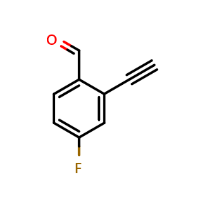 Chemical structure of 2-Ethynyl-4-fluoro-benzaldehyde , CAS 749874-24-6, AChemBlock P36277