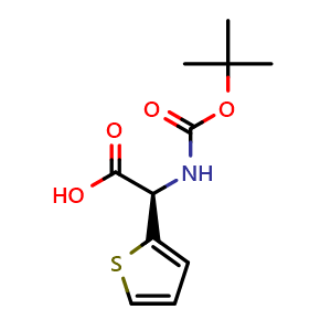 Chemical structure of (R)-a-(Boc-amino)-2-thiopheneacetic acid , CAS 74562-03-1, AChemBlock P36314