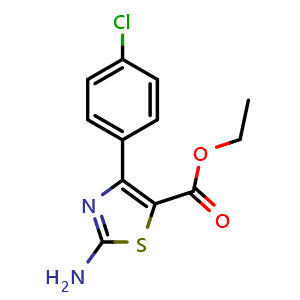 Chemical structure of 5-Ethoxycarbonyl-4-p-chlorophenyl-2-thiazolamine , CAS 74476-53-2, AChemBlock P36320