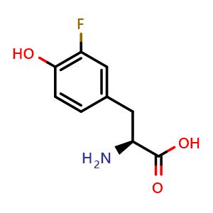 Chemical structure of 3-Fluoro-L-tyrosine , CAS 7423-96-3, AChemBlock P36334