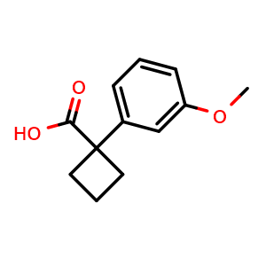 Chemical structure of 1-(3-Methoxyphenyl)cyclobutanecarboxylic acid , CAS 74205-43-9, AChemBlock P36337
