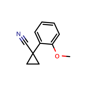 Chemical structure of 1-(2-Methoxyphenyl)cyclopropanecarbonitrile , CAS 74204-96-9, AChemBlock P36340