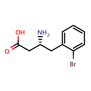 Chemical structure of (R)-b-Amino-2-bromobenzenebutanoic acid , CAS 740792-12-5, AChemBlock P36351