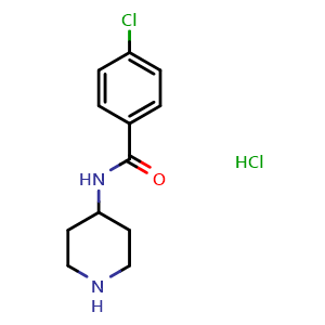 Chemical structure of 4-Chloro-N-piperidin-4-ylbenzamide hydrochloride , CAS 740790-17-4, AChemBlock P36352