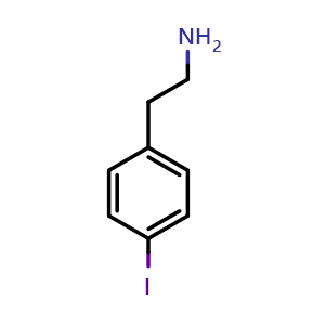 Chemical structure of 4-Iodo-benzeneethanamine , CAS 73918-57-7, AChemBlock P36354