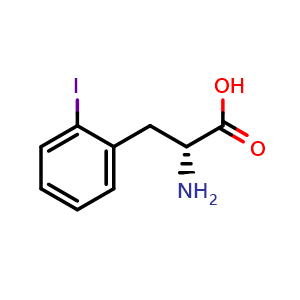 Chemical structure of 2-Iodo-D-phenylalanine , CAS 736184-44-4, AChemBlock P36365