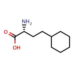 Chemical structure of (R)-2-Amino-4-cyclohexylbutanoic acid , CAS 728880-26-0, AChemBlock P36394