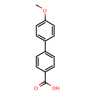 Chemical structure of 4'-Methoxy-4-biphenylcarboxylic acid , CAS 725-14-4, AChemBlock P36410