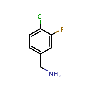 Chemical structure of 4-Chloro-3-fluorobenzylamine , CAS 72235-58-6, AChemBlock P36420