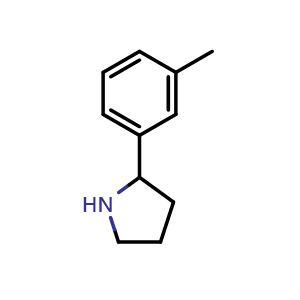 Chemical structure of 2-(3-Methylphenyl)-pyrrolidine , CAS 72216-05-8, AChemBlock P36423