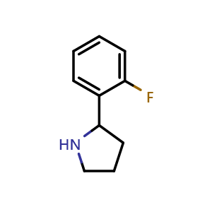 Chemical structure of 2-(2-Fluorophenyl)pyrrolidine , CAS 72216-04-7, AChemBlock P36424