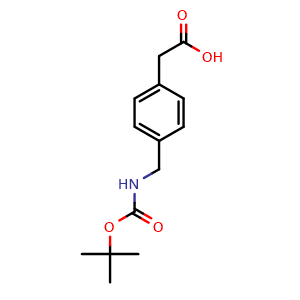 Chemical structure of 4-(Boc-aminomethyl)phenylacetic acid , CAS 71420-92-3, AChemBlock P36463