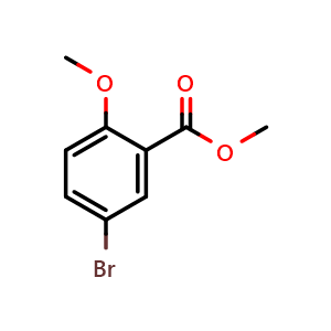 Chemical structure of 5-Bromo-2-methoxybenzoic acid methyl ester , CAS 7120-41-4, AChemBlock P36471