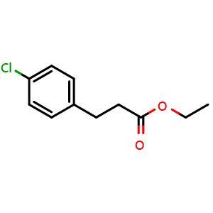 Chemical structure of 4-Chloro-benzenepropanoic acid ethyl ester , CAS 7116-36-1, AChemBlock P36475