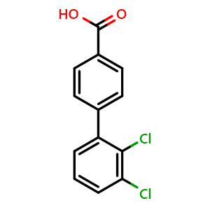 Chemical structure of 2',3'-Dichloro-4-biphenylcarboxylic acid , CAS 7111-63-9, AChemBlock P36480