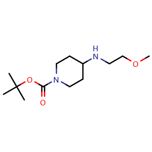 Chemical structure of 1-Boc-4-(2-methoxyethylamino)-piperidine , CAS 710972-40-0, AChemBlock P36481