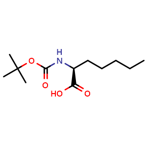 Chemical structure of (S)-2-(Boc-amino)heptanoic acid , CAS 71066-01-8, AChemBlock P36484