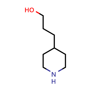 Chemical structure of 4-Piperidinepropanol , CAS 7037-49-2, AChemBlock P36532