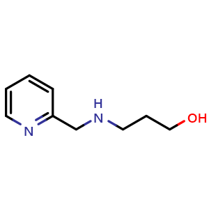 Chemical structure of 3-[(2-Pyridinylmethyl)amino]-1-propanol , CAS 6950-99-8, AChemBlock P36562