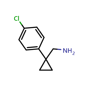 Chemical structure of 1-(4-Chlorophenyl)-cyclopropanemethanamine , CAS 69385-29-1, AChemBlock P36569