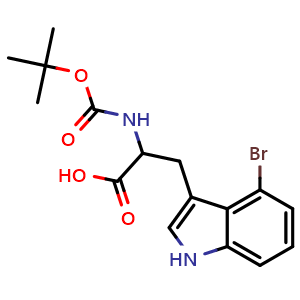 Chemical structure of Boc-4-Bromo-DL-tryptophan , CAS 691885-26-4, AChemBlock P36577