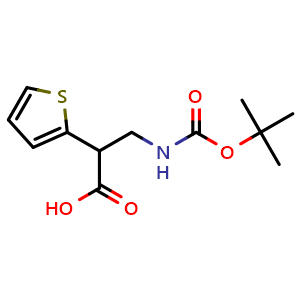 Chemical structure of a-[(Boc-amino)methyl]-2-thiopheneacetic acid , CAS 683219-16-1, AChemBlock P36601