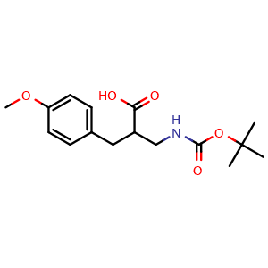 Chemical structure of 3-(Boc-amino)-2-(4-methoxybenzyl)propanoic acid , CAS 683218-95-3, AChemBlock P36602