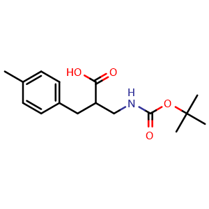 Chemical structure of 3-(Boc-amino)-2-(4-methylbenzyl)propanoic acid , CAS 683218-94-2, AChemBlock P36603