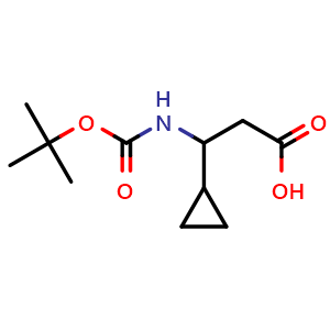 Chemical structure of Boc-3-Amino-3-cyclopropylpropionic acid , CAS 683218-80-6, AChemBlock P36605