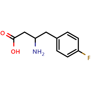 Chemical structure of 3-Amino-4-(4-fluorophenyl)butanoic acid , CAS 682804-76-8, AChemBlock P36608