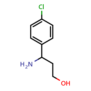 Chemical structure of 3-Amino-3-(4-chlorophenyl)propan-1-ol , CAS 68208-26-4, AChemBlock P36616