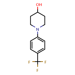 Chemical structure of 1-(4-Trifluoromethylphenyl)piperidin-4-ol , CAS 681508-70-3, AChemBlock P36623