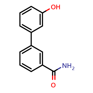 Chemical structure of 3'-Hydroxy-biphenyl-3-carboxamide , CAS 681161-44-4, AChemBlock P36628