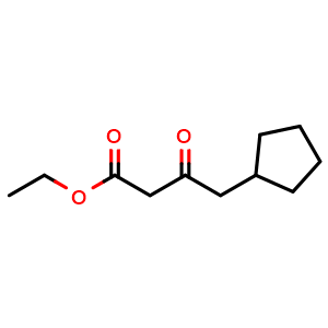 Chemical structure of 4-Cyclopentyl-3-oxobutanoic acid ethyl ester , CAS 68104-99-4, AChemBlock P36629