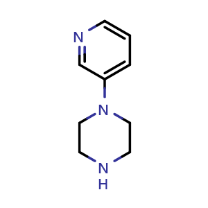 Chemical structure of 1-(3-Pyridinyl)piperazine , CAS 67980-77-2, AChemBlock P36634