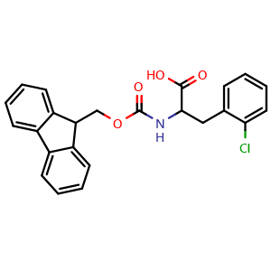Chemical structure of 2-Chloro-N-Fmoc-DL-phenylalanine , CAS 678991-52-1, AChemBlock P36641