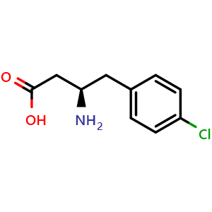 Chemical structure of (R)-3-Amino-4-(4-chlorophenyl)butyric acid , CAS 678969-21-6, AChemBlock P36642
