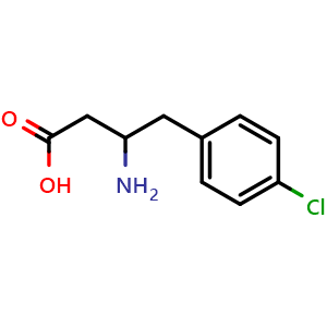 Chemical structure of 3-Amino-4-(4-chlorophenyl)butanoic acid , CAS 678969-20-5, AChemBlock P36643