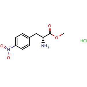 Chemical structure of 4-Nitro-D-phenylalanine methyl ester hydrochloride , CAS 67877-95-6, AChemBlock P36646