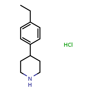 Chemical structure of 4-(4-Ethylphenyl)-piperidine hydrochloride , CAS 67765-04-2, AChemBlock P36660