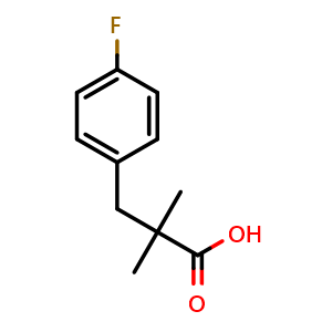 Chemical structure of 4-Fluoro-a,a-dimethylbenzenepropanoic acid , CAS 676621-96-8, AChemBlock P36667